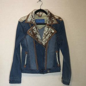 Bob Berg  Womens Blue Jean & Leather Medium Jacket